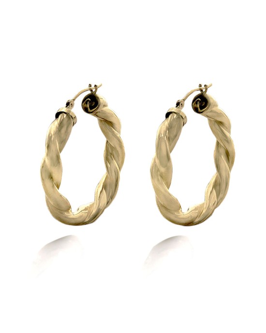 Medium Twisted Hoop Earrings in Gold
